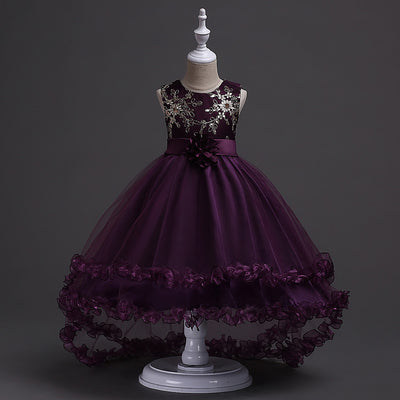 Vestido de Princesa Floral para Niña con Lentejuelas y Bordados