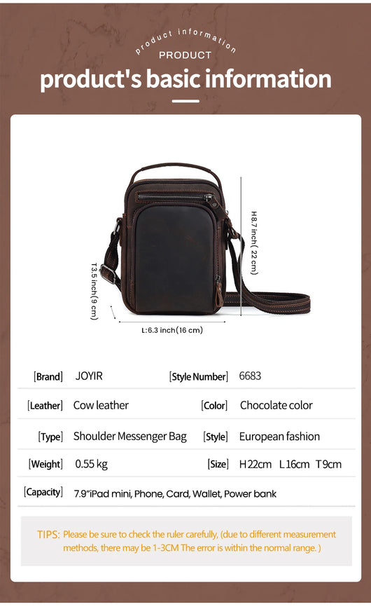 Bolsa Mensajero de Cuero Vintage para Hombre - Image 10