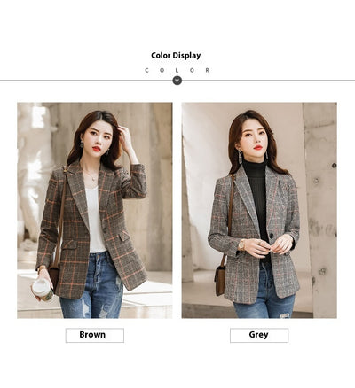 Blazer Cuadriculado Mujer con Cintura Ajustada - Image 13