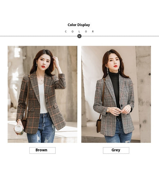 Blazer Cuadriculado Mujer con Cintura Ajustada - Image 13