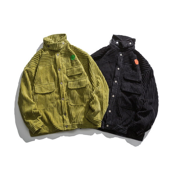 Chaqueta Vintage de Pana Bicolor con Múltiples Bolsillos
