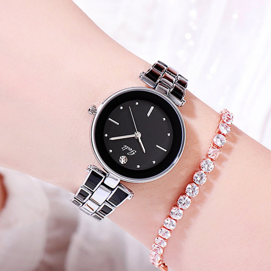 Reloj de Pulsera Elegante Acero Inoxidable Estilo Coreano para Mujer Cuarzo Blanco - Image 10