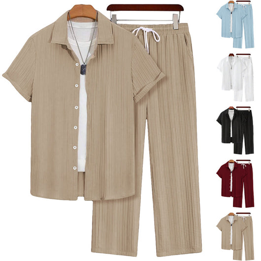 Conjunto de Pantalón y Camisa Suelta Casual para Hombre Talla Grande - Image 11