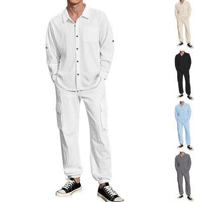 Traje Overol Lino con Solapa y Mangas Largas - Image 2