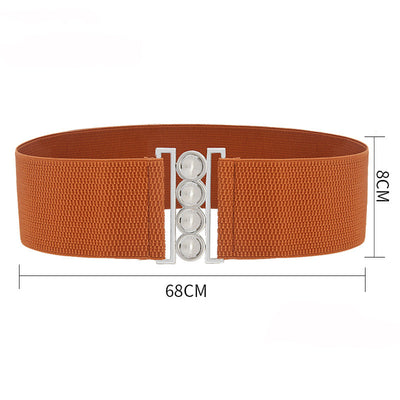 Cinturón Ancho de Moda con Hebilla Metálica de Cuatro Aros - Image 8