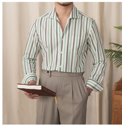 Camisa de Algodón a Rayas para Hombre - Estilo Business Casual - Image 3