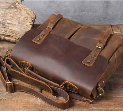 Maletín Portátil de Cuero Genuino Estilo Retro para Hombre - Image 13