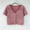 Blusa Corta Tejida con Detalles Calados y Jacquard