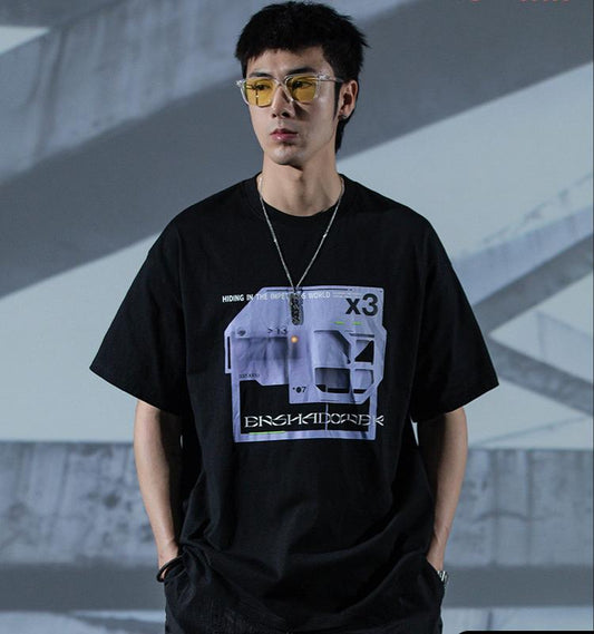 Camiseta Estampada de Algodón con Manga Corta