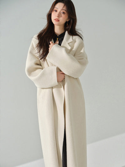 Abrigo de Lana Blanco Doble Botonadura para Mujer - Largo Reversible Otoño Invierno - Image 15