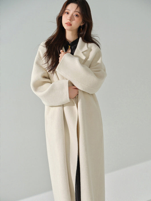 Abrigo de Lana Blanco Doble Botonadura para Mujer - Largo Reversible Otoño Invierno - Image 15