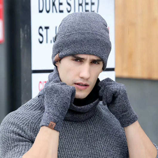 Gorro Tres Piezas con Forro de Terciopelo Cálido