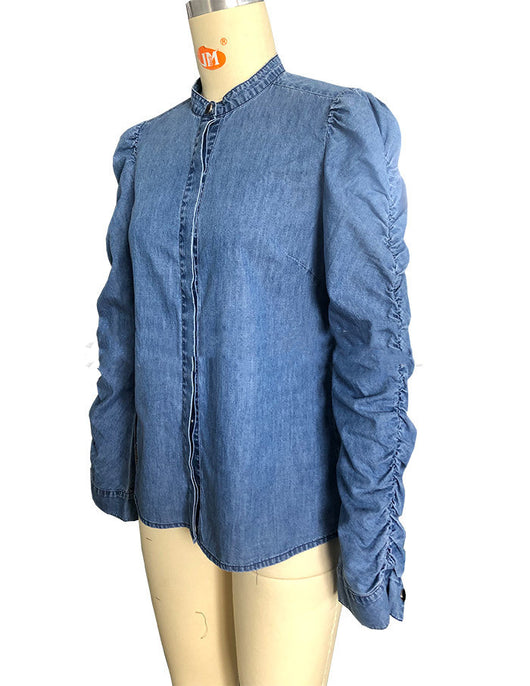 Camisa de Mezclilla Delgada para Commuter - Manga Larga Versátil - Image 12