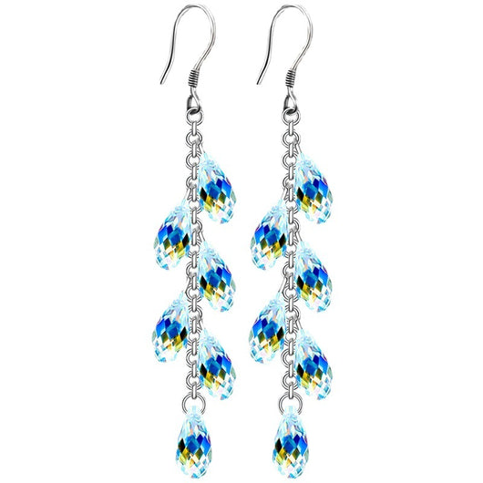 Aretes de Cristal con Aguja de Plata - Cortina de Cuentas Brillante - Image 5