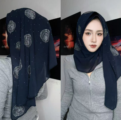 Pashmina Brillante con Cristales de Diamante Rosa - Image 10