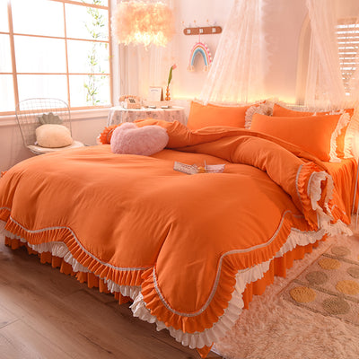 Juego de Cama Lujo Nude Princesa Durmiente con Encaje Floral - Juego de 4 Piezas - Image 30