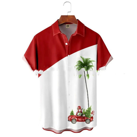 Camisa Estampada de Cuello Solapa para Hombre - Manga Corta Ideal para Festividades - Image 11