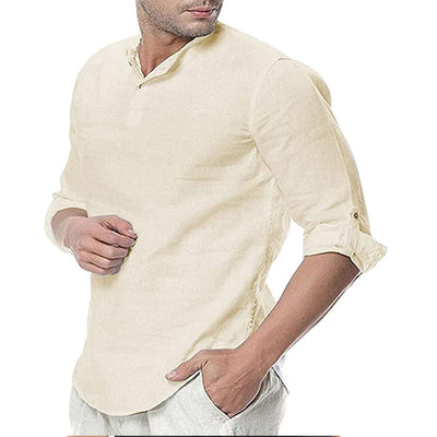 Camisa Casual de Algodón y Lino para Hombre - Image 4
