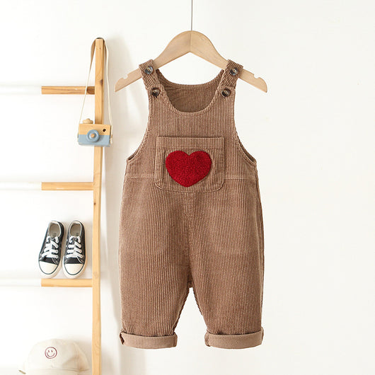 Enterizo de Pana con Tirantes y Bordado Love para Niños y Niñas - Image 3