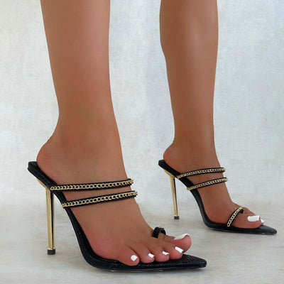 Sandalias de Tacón Alto con Cadena y Punta Afilada - Image 9