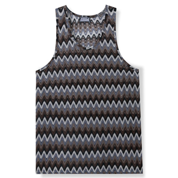 Chaleco Casual Retro para Hombre con Rayas de Contraste en Colores Degradados