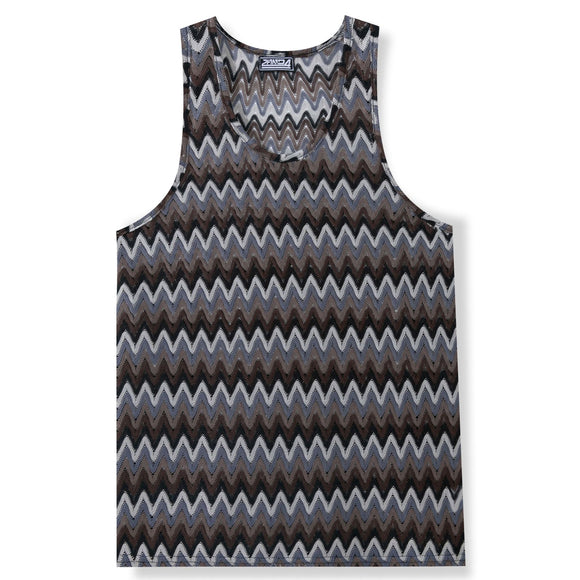 Chaleco Casual Retro para Hombre con Rayas de Contraste en Colores Degradados