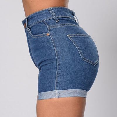 Shorts Denim Ajustados con Ruedo Enrollado - Image 10