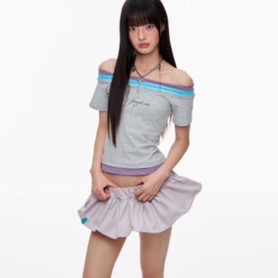Blusa Estampada con Strass de Un Hombro y Manga Corta