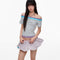 Blusa Estampada con Strass de Un Hombro y Manga Corta