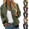 Chaqueta Bomber Vintage para Mujer – Estilo Cool Girl con Cuello Redondo y Cierre