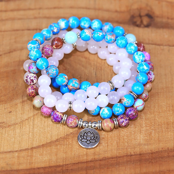 Pulsera Colgante de Loto Multicapa con Cuentas de Pino Emperador