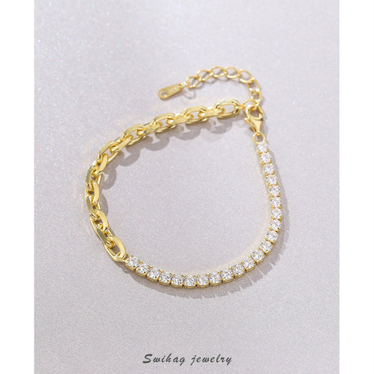 Pulsera de Diamantes Cosidos en Plata 925 Estilo Retro - Image 2