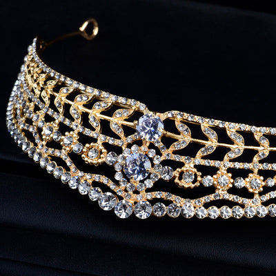 Tocado Nupcial Barroco Coreano con Diamantes para Boda - Image 8