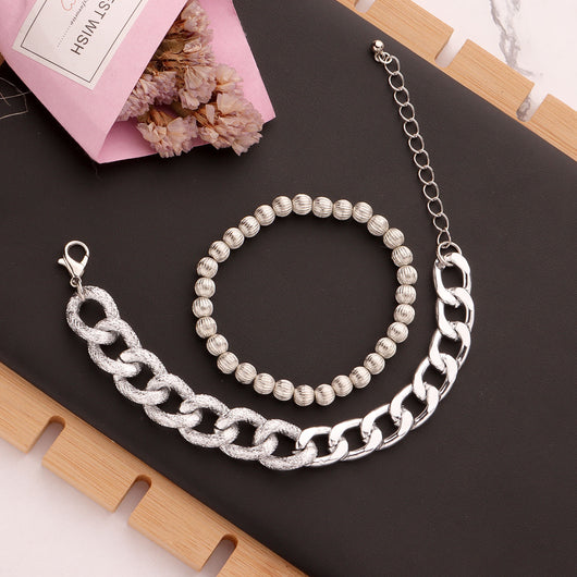 Pulsera Doble Capa Geométrica de Aleación de Aluminio para Mujer - Image 15