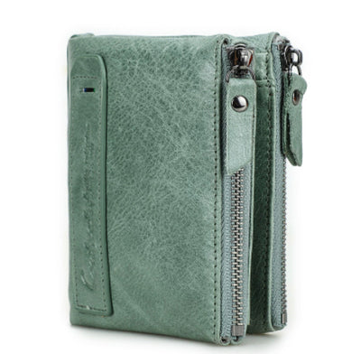 Billetera Corta para Hombre Black Angel Cuero Crazy Horse Doble Cierre - Image 13