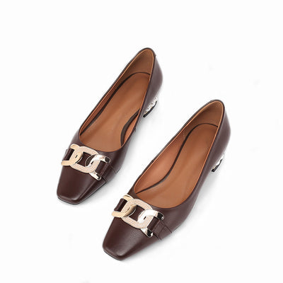 Zapato de Cuero con Hebilla Metálica y Punta Cuadrada Perla - Image 5