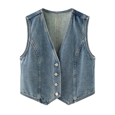 Abrigo Corto Casual para Mujer con Cuello en V y Botón Simple - Image 3