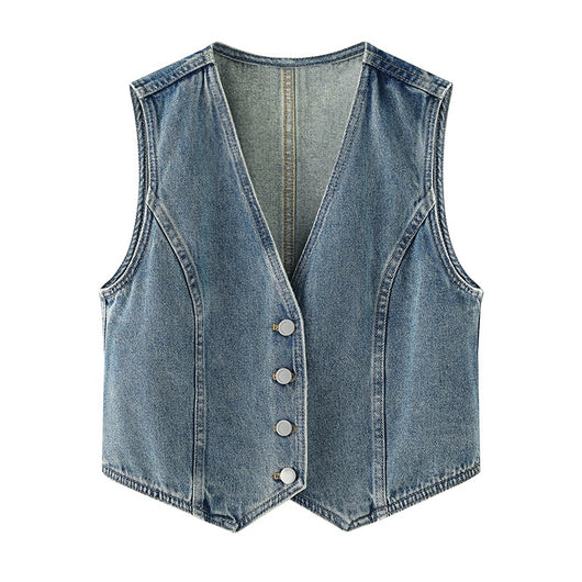 Abrigo Corto Casual para Mujer con Cuello en V y Botón Simple - Image 3