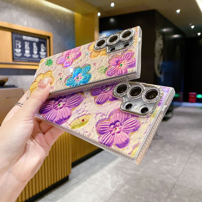 Funda para Celular con Diseño Floral de Diamantes y Protección de Lente - Image 20