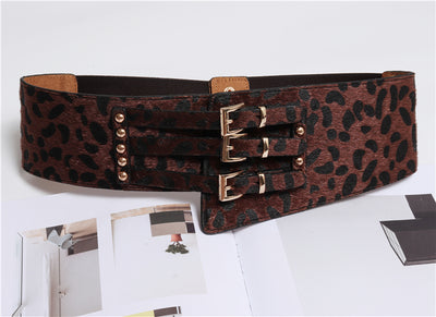 Cinturón de Leopardo Irregular con Crin de Caballo - Diseño Versátil Tres Hebillas - Image 2