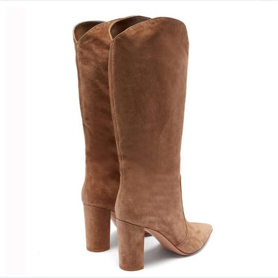 Botas Altas Hasta la Rodilla con Tacón Grueso y Punta Afilada - Tallas Grandes - Image 9