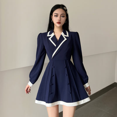 Vestido Camisero con Cuello Contraste y Mangas Largas para Mujer - Image 10
