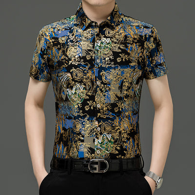 Camisa Estampada de Manga Corta para Hombre Adulto - Tela Fresca Elástica - Image 19