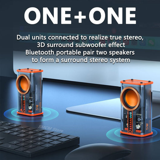 Parlante Bluetooth K07 Transparente con Luces LED Sincronizadas y Subwoofer TWS Estéreo - Image 15