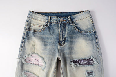 Pantalones Vaqueros Rotos Estilo Street Parches Rodillas Expuestas - Image 13