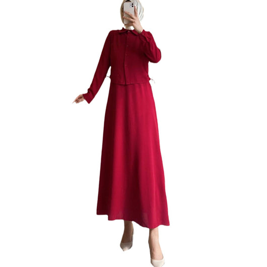 Vestido Camisa Árabe Elegante Manga Larga - Image 5