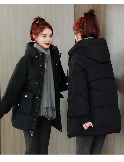 Abrigo Acolchado Grueso Talla Grande con Capucha - Algodón Cálido Invierno - Image 30