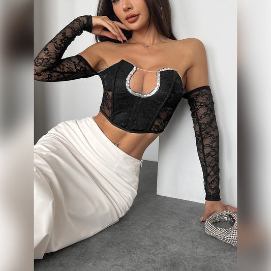 Blusa Elegante Escote Bardot Manga Larga sin Espalda - Image 2