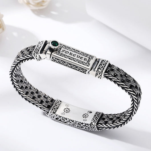 Pulsera de Plata 925 con Patrón de Hierba Tang Retro - Image 6
