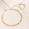 2PCS Glass Leaf Necklace Set Elegant Rhinestone Chain Necklace Bracelet For Women Fashion Luxury Jewelry Set Dorado